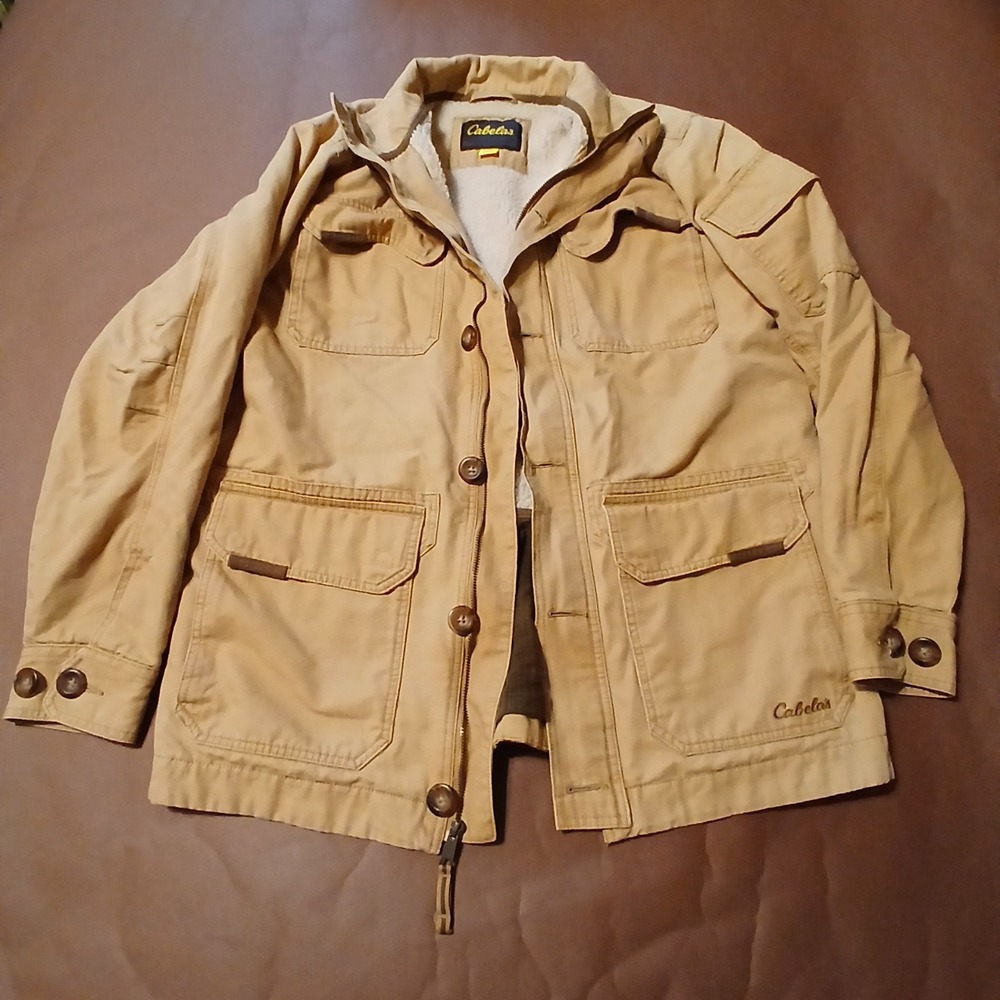 Cabelas Roughneck Jacket Mens Large Sherpa Lined Canvas Field Coat Warm